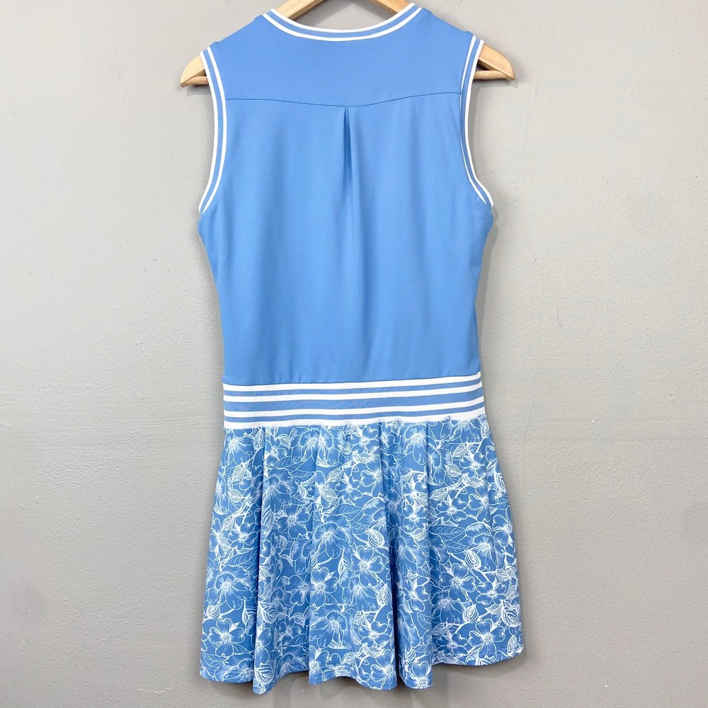 William Murray Golf Dress Shorts Set Womens Size S Blue Floral Sleeveless V-Neck - Picture 5 of 16